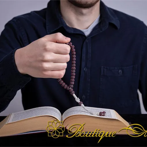 Hand Made Knitted Tasbih Black Red
