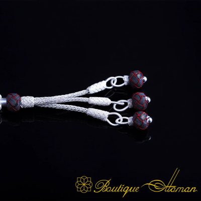 Hand Made Knitted Tasbih Black Red