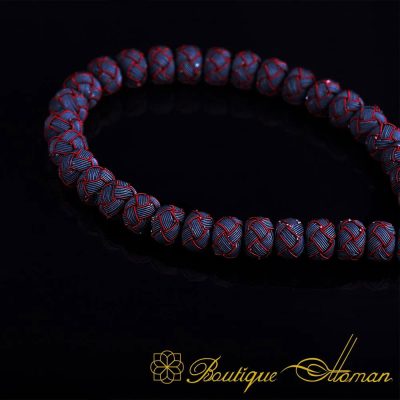 Hand Made Knitted Tasbih Black Red
