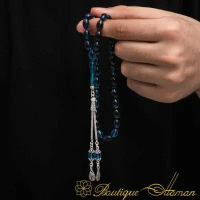 Amber Stone Blue Prayer Beads