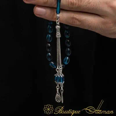 Amber Stone Blue Prayer Beads