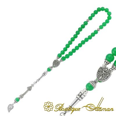 Green Agate Stone Misbaha Prayer Beads