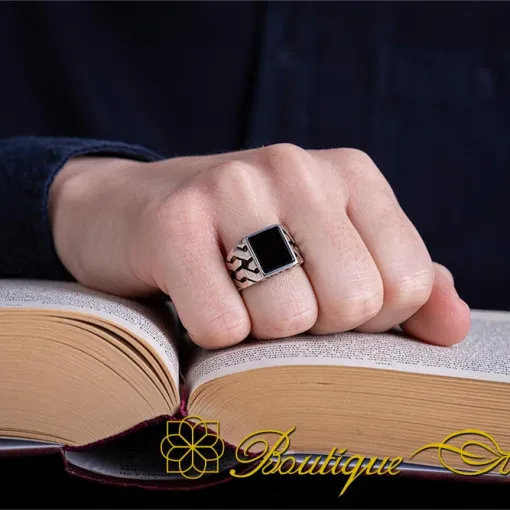 Square Modern Onyx Men Ring