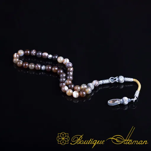 Agate Stone Brown Misbaha With Kazaz Imame