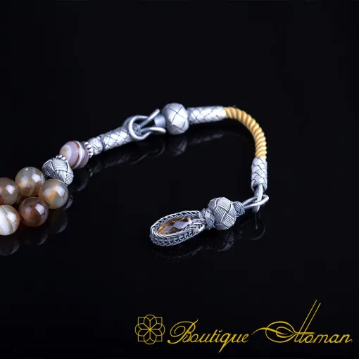 Agate Stone Brown Misbaha With Kazaz Imame