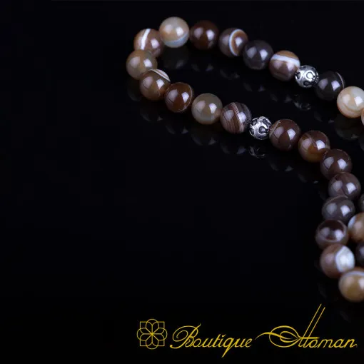 Agate Stone Brown Misbaha With Kazaz Imame