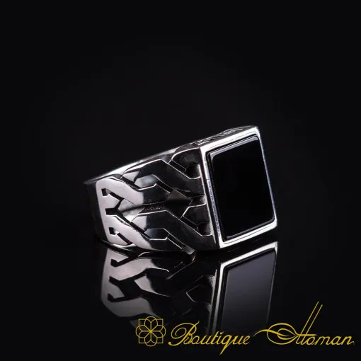 Square Modern Onyx Men Ring