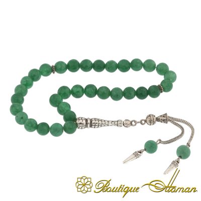 Matte Green Agate Stone Misbaha Prayer Beads