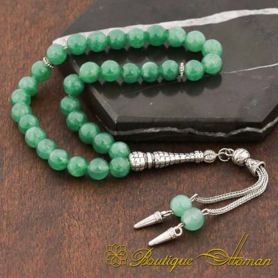 Matte Green Agate Stone Misbaha Prayer Beads