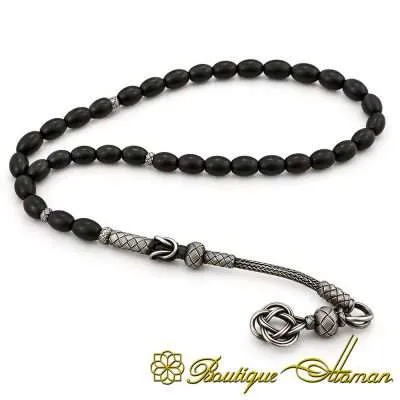 Black Onyx Stone Misbaha With Kazaz Imame
