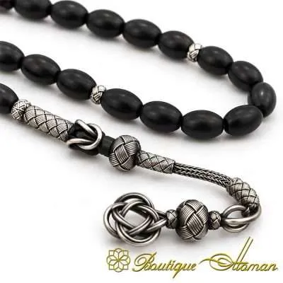 Black Onyx Stone Misbaha With Kazaz Imame