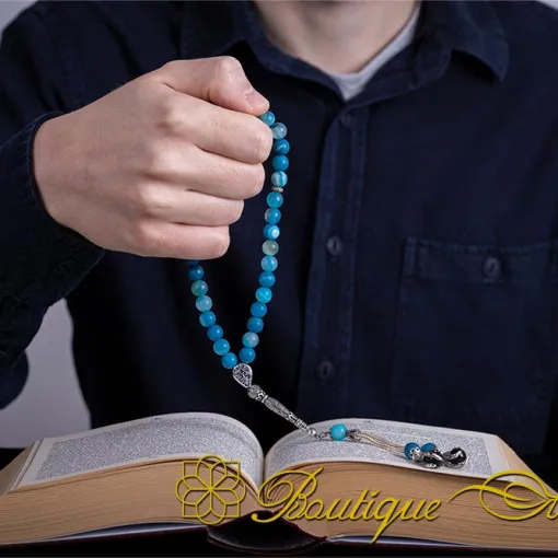 Blue Agate Stone Prayer Beads