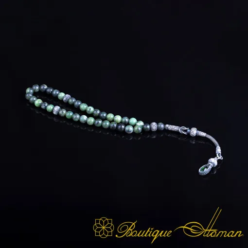 Alternative view of Green Jade Stone Kazaz Prayer Beads