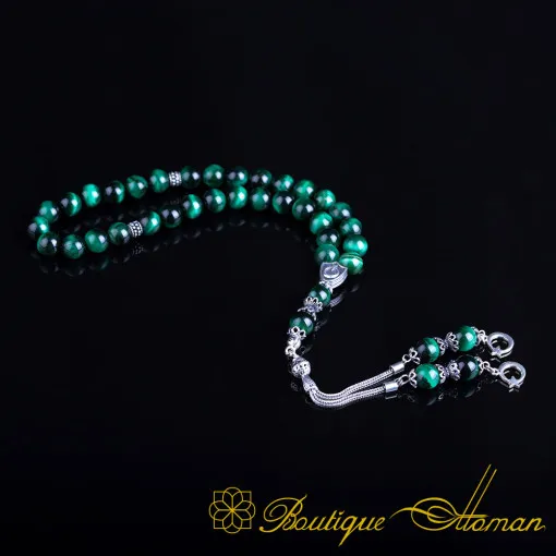 Green Onyx Stone Silver Tasbih