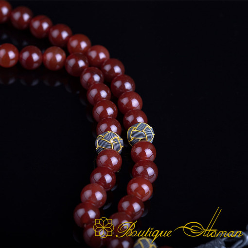 Red Agate Stone Tasbih With Kazaz Imame
