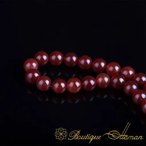 Red Agate Stone Tasbih With Kazaz Imame