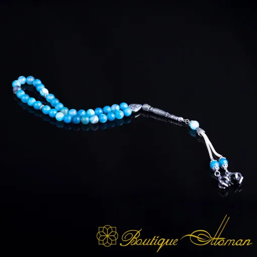Blue Agate Stone Prayer Beads