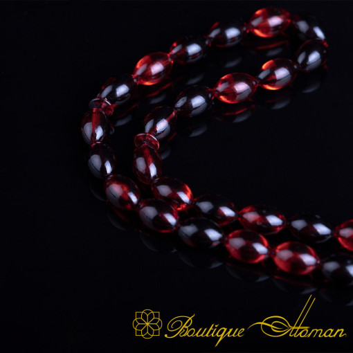 Dark Red Amber Tasbih With Kazaz Imame
