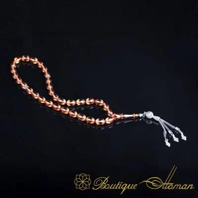 Yellow Amber Tasbih With 925 Sterling Silver Tassle-TG-1028