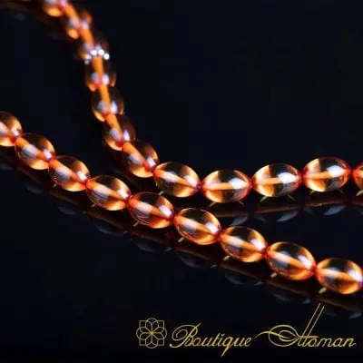 Yellow Amber Tasbih With 925 Sterling Silver Tassle-TG-1028