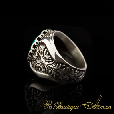 Rare Ferooza Turquoise Men Ring - Image 4