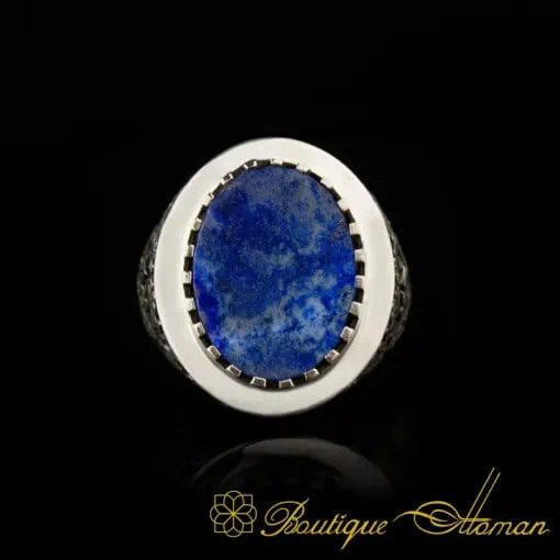 Savoy Collection Lapis Lazuli Hand Engraved Ring