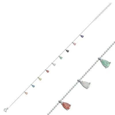 Teardrop Zircon Dangle Anklet