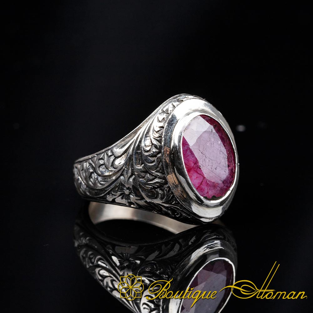 One of a Kind African Ruby Silver Ring No:1 | Boutique Ottoman Exclusive
