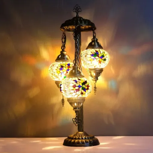Mosaic Glass 3 Globes Table Lamp