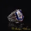 Celebi Collection Blue Amber Ornamented Silver Ring