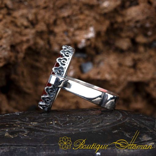 Red Aqeeq Hand Made Simple Women Ring - Image 3