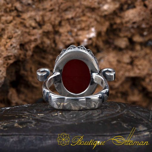 Red Aqeeq Hand Made Simple Women Ring - Image 4