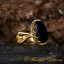 Black Aqeeq Hand Made Women Ring (Gold Plated)