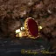Red Aqeeq Hand Made Simple Women Ring (Gold Plated)
