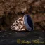 Blue Sapphire Filigree Women Ring (Rose Gold Plated)