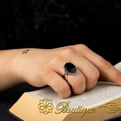 Black Aqeeq Hand Made Women Ring - Image 5
