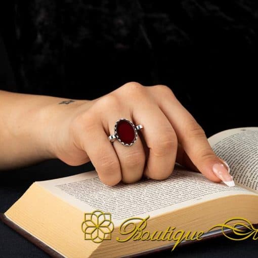 Red Aqeeq Hand Made Simple Women Ring - Image 6