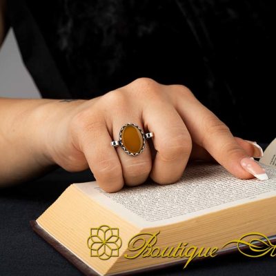 Yellow Aqeeq Hand Made Simple Women Ring - Image 5