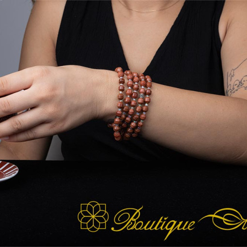 Star Stone Brown Faceted Three In One 99 Beads Necklace & Bracelet & Misbaha - Image 4