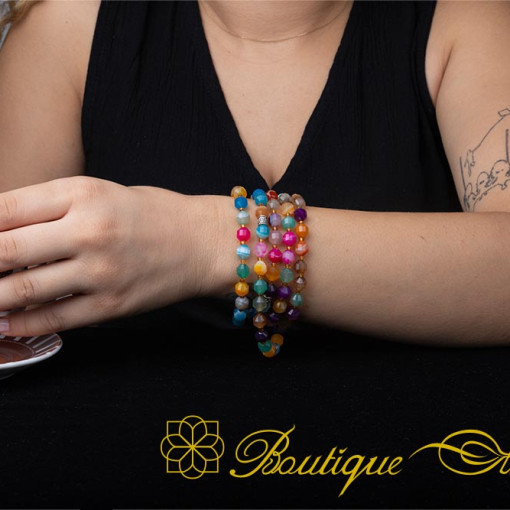 Mixed Gemstones Shiny Faceted Three In One 99 Beads Necklace & Bracelet & Misbaha - Image 4
