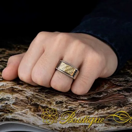 Alternative view of Elegant Cut Yellow Carbon Silver Ring