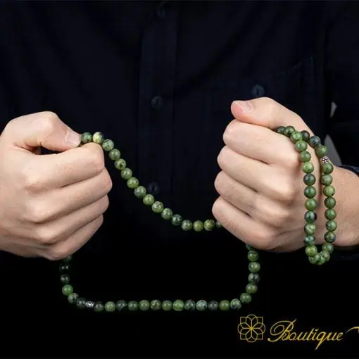 Green Jade Three In One 99 Beads Necklace & Bracelet & Misbaha - Image 4