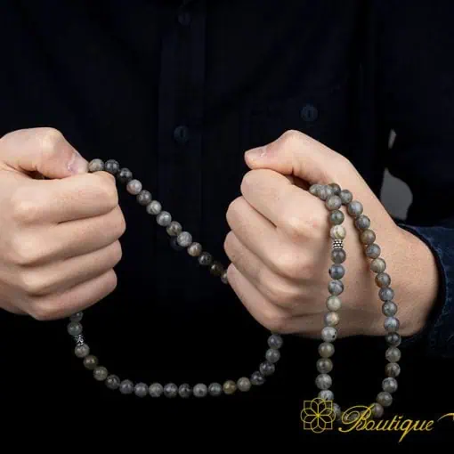 Labradorite Three In One 99 Beads Necklace & Bracelet & Misbaha - Image 4