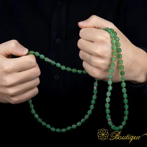 Emerald Green Three In One 99 Beads Necklace & Bracelet & Misbaha - Image 4