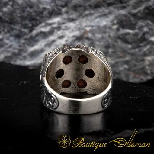 White Onyx Anchor Design Hand Engraved Spinner Ring - Image 5