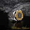 Tiger’s Eye Crossed Swords Design Spinner Ring With Sword Figure