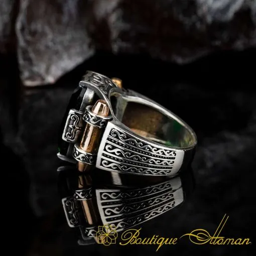 Faceted Green Zircon Rectangle Silver Ring - Image 4