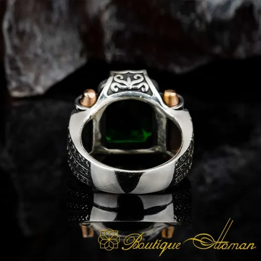 Faceted Green Zircon Rectangle Silver Ring - Image 5