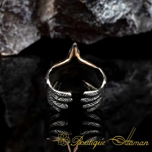 Flying Eagle Head Adjustable Size Silver Ring - Image 5