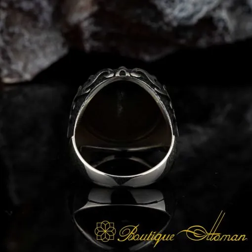 Stoneless Design Seal of Solomon Oxidized Silver Ring - Image 5